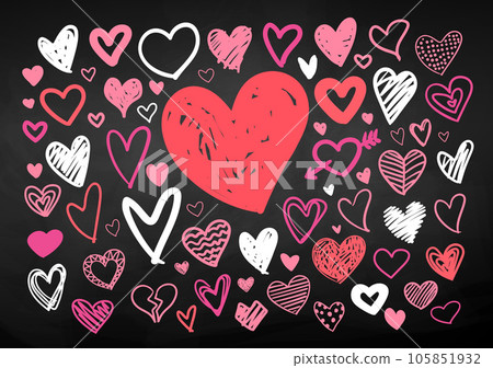 Valentine hearts on chalkboard background Valentine hearts on chalkboard background 105851932