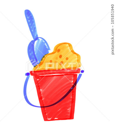 Child drawing of sand box toys Child drawing of sand box toys 105851940