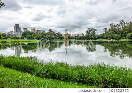 The lake in Parque do Ibirapuera, Sao Paulo, Brazil. One of the largest parks in the city of Sao Paulo. The lake in Parque do Ibirapuera, Sao Paulo, Brazil. One of the largest parks in the city of Sao Paulo. 105852275