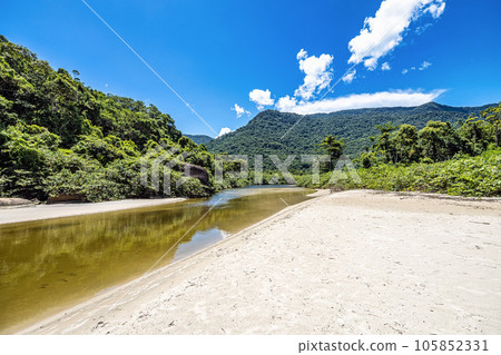 Dois Rios beach on Ilha Grande, Angra dos Reis, Rio de Janeiro, Brazil. Brazilian landscape. 105852331