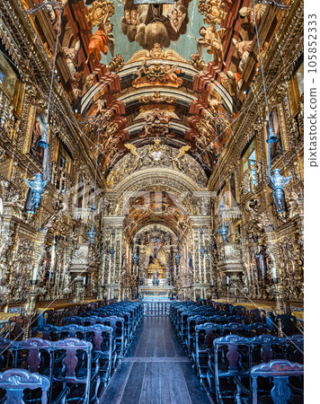 Interior of Church of Ordem Terceira de Sao Francisco da Penitencia at City of Rio de Janeiro, Brazil 105852333