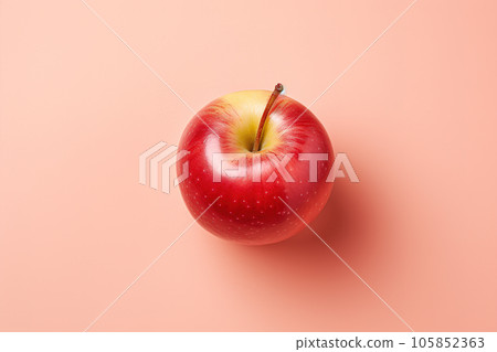 Delicious red apple on pastel background. Delicious red apple on pastel background. 105852363