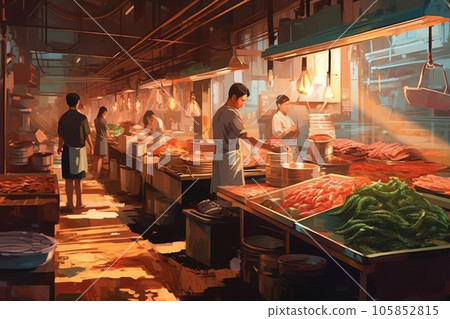 Traditional food market. Generative AI Traditional food market. Generative AI 105852815
