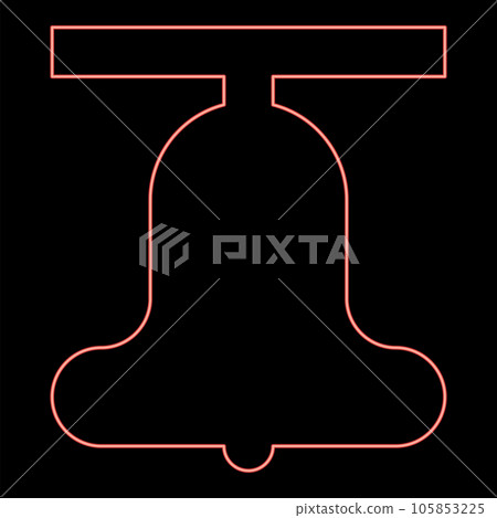 Neon church bell beam concept campanile belfry red color vector illustration image flat style Neon church bell beam concept campanile belfry red color vector illustration image flat style 105853225