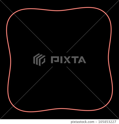 Neon square have rounded corners rectangle shape red color vector illustration image flat style 105853227