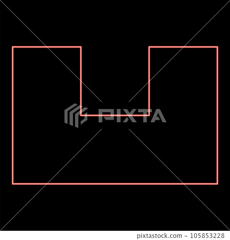 Neon pit with square hole ground dimple red color vector illustration image flat style 105853228