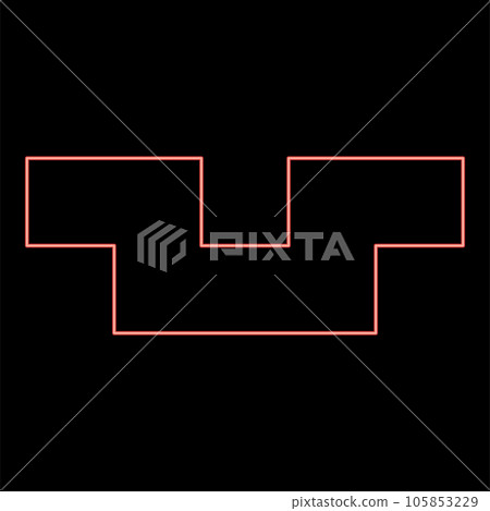 Neon pit with square hole ground dimple red color vector illustration image flat style 105853229