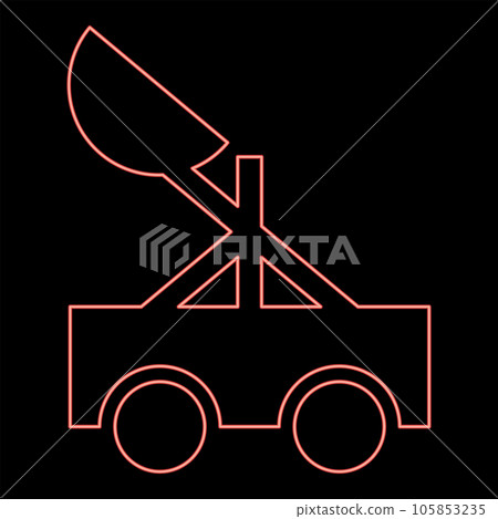 Neon catapult medieval siege ejection seat red color vector illustration image flat style Neon catapult medieval siege ejection seat red color vector illustration image flat style 105853235