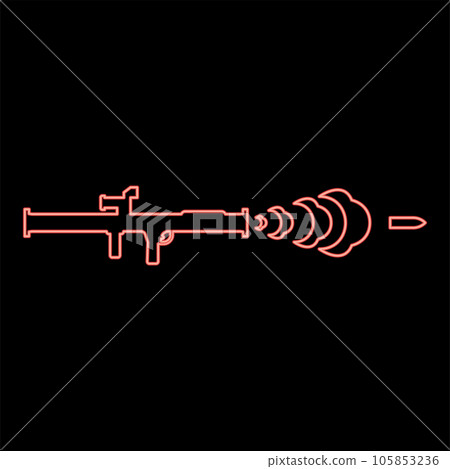 Neon shot from the bazouka anti tank system red color vector illustration image flat style Neon shot from the bazouka anti tank system red color vector illustration image flat style 105853236