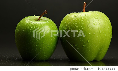 Green apple on a green, beautiful background. Green apple on a green, beautiful background. 105853534