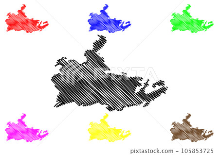 Engeloya island (Kingdom of Norway) map vector illustration, scribble sketch Engeloya map 105853725