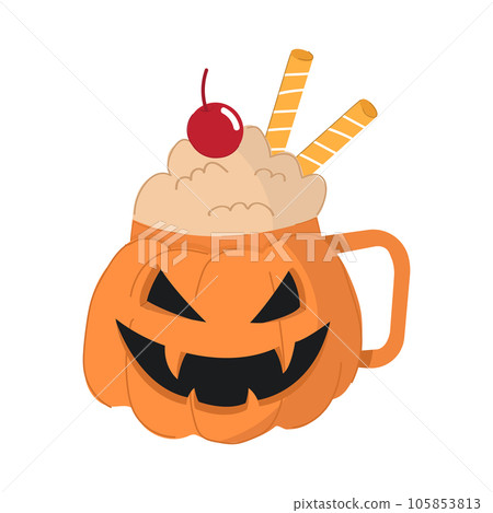 Catoon style Halloween hot drink. 105853813
