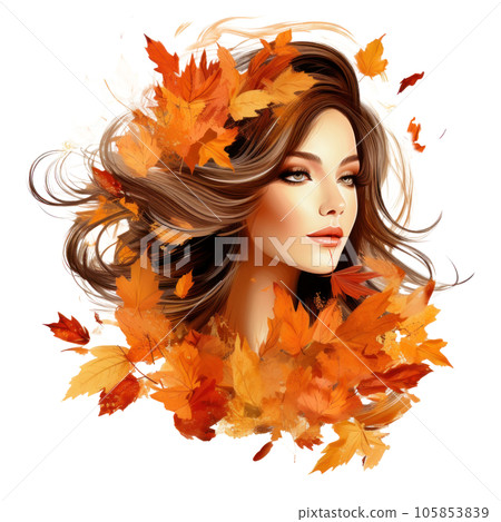 Autumn girl with falling leaves Autumn girl with falling leaves 105853839