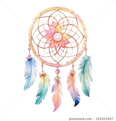 Watercolor dream catcher isolated 105853947