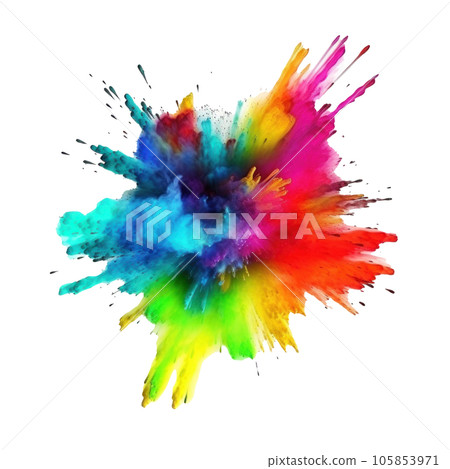 Bright colorful holi paint color powder festival explosion burst isolated 105853971