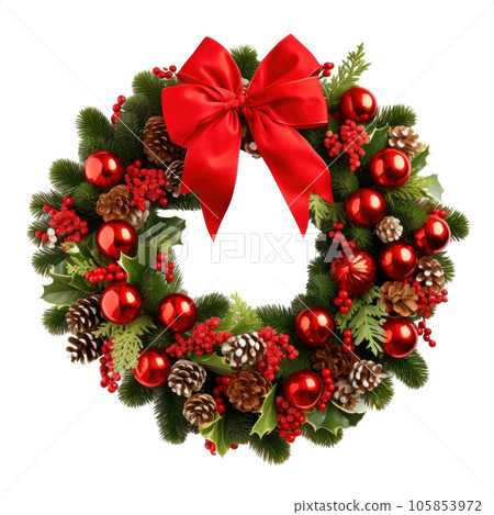 Christmas wreath isolated 105853972