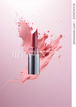 Lipstick Flying in the Air with Powder Explosion. Generative ai Lipstick Flying in the Air with Powder Explosion. Generative ai 105854316