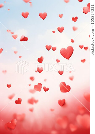 Small Red Hearts Flying in the Air Background. Generative ai 105854331