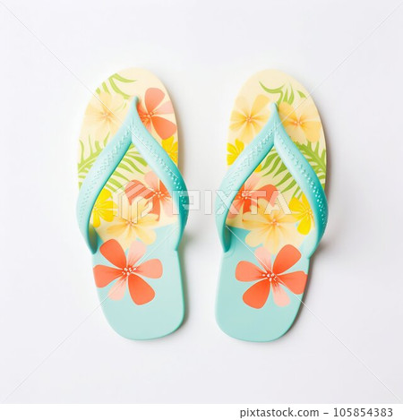 Vacation and Summer Flip-flops Isolated on White Background. Generative ai 105854383