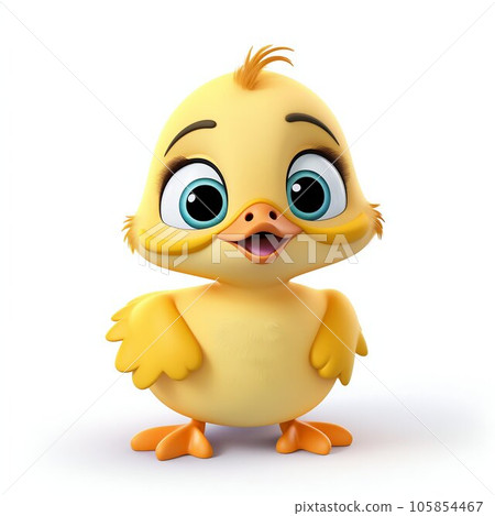 Cute Cartoon Baby Duck Isolated on White Background. Generative ai 105854467