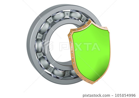 Ball bearing with shield, 3D rendering Ball bearing with shield, 3D rendering 105854996