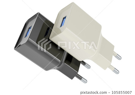 Set of USB Wall Chargers, 3D rendering 105855007
