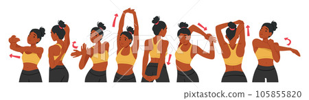 Woman Engages In Shoulder And Hand Exercises, Performing Lifts, And Rotations To Strengthen And Improve Flexibility 105855820