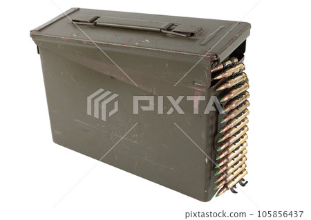 Ammunition belt with cartridges in ammunition boxes Ammunition belt with cartridges in ammunition boxes 105856437