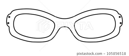 Slim Statement frame glasses fashion accessory illustration. Sunglass front view for Men, women, unisex silhouette style Slim Statement frame glasses fashion accessory illustration. Sunglass front view for Men, women, unisex silhouette style 105856518