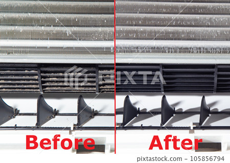 Air conditioner cleaning Before and after cleaning Air conditioner cleaning Before and after cleaning 105856794
