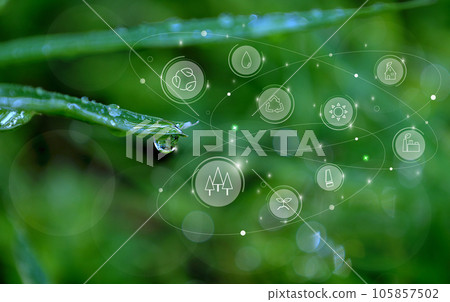 環保圖標：生態、水、太陽能、回收、生物質發電、循環、稀疏 105857502