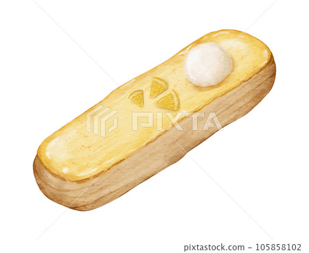 Watercolor lemon eclairs Hand drawn watercolor illustration isolated element Watercolor lemon eclairs Hand drawn watercolor illustration isolated element 105858102