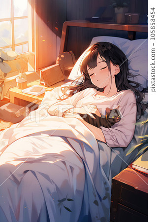 Woman sleeping in bed [AI-generated image] 105858454