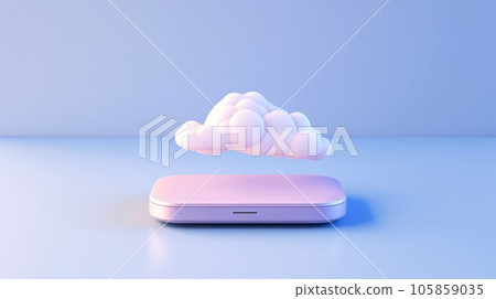 3D purple cloud icon minimal style, cloud computing online service, digital technology security concept, Generative AI illustration 105859035