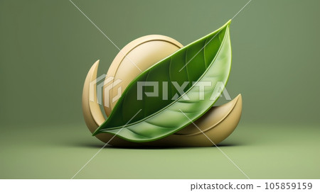 3d mockup leaf of tree and plant. Ecology, bio and natural products concept, Close up view of leaves composition, minimal style, Generative AI illustration 105859159