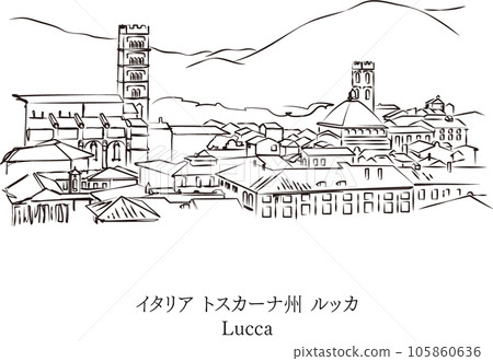 Tuscan townscape sketch Tuscan townscape sketch 105860636