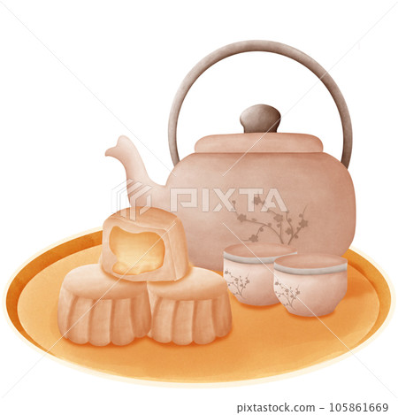 Teapot and mooncakes Teapot and mooncakes 105861669