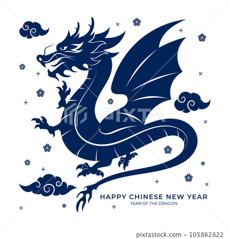 Traditional chinese dragon zodiac sign year of Stock