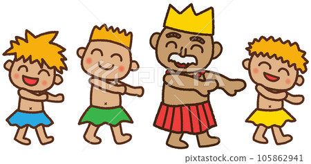 南島國王哈哈美哈國王和孩子 南島國王哈哈美哈國王和孩子 105862941