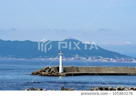 Mount Hakodate seen from the opposite bank Mount Hakodate seen from the opposite bank 105863276