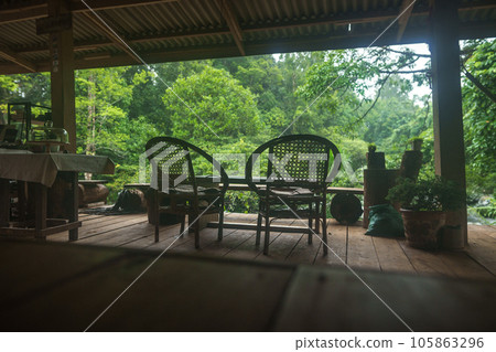 Riverside terrace and chairs and relaxation. Riverside terrace and chairs and relaxation. 105863296