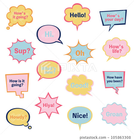Speech bubble set / American comic / simple / balloon / material / frame / design / frame / decoration / pop Speech bubble set / American comic / simple / balloon / material / frame / design / frame / decoration / pop 105863308