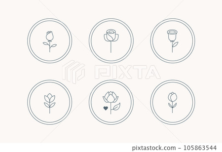 Delicate line flower motif logo Delicate line flower motif logo 105863544
