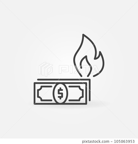 Dollar Banknotes with Fire vector Hyperinflation concept line icon Dollar Banknotes with Fire vector Hyperinflation concept line icon 105863953