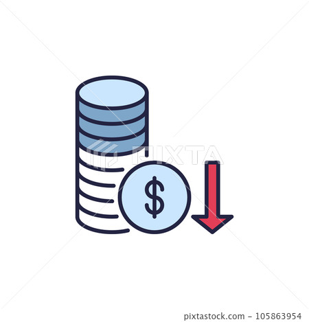 Dollar Coins with Arrow vector Inflation concept colored icon Dollar Coins with Arrow vector Inflation concept colored icon 105863954