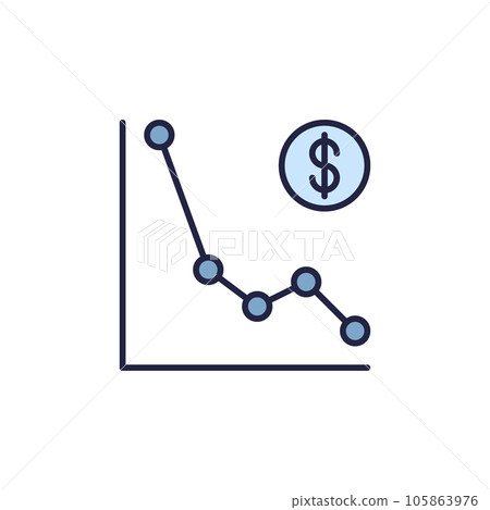 Falling Graph vector Inflation or Hyperinflation concept colored icon Falling Graph vector Inflation or Hyperinflation concept colored icon 105863976