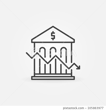 Falling Graph with Bank Building vector Inflation linear icon or symbol Falling Graph with Bank Building vector Inflation linear icon or symbol 105863977
