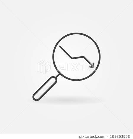 Magnifying Glass with Falling Chart vector Sanctions concept outline icon Magnifying Glass with Falling Chart vector Sanctions concept outline icon 105863998