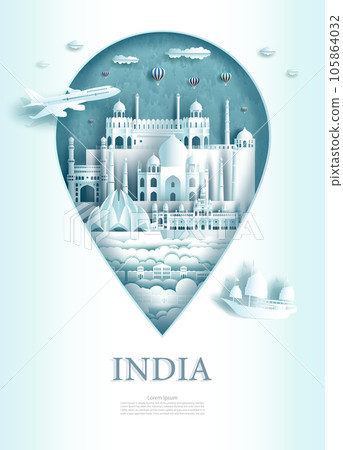 Travel landmarks delhi of India architecture in pin point symbol. Travel landmarks delhi of India architecture in pin point symbol. 105864032