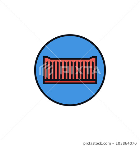 Red Container inside Circle vector International Shipping concept icon 105864070